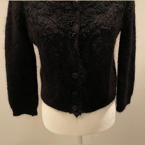 Free People black, embellished, cropped sweater. Like new condition.